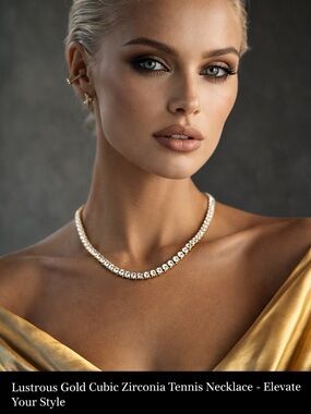 Luxe Gold Tennis Necklace ✨ Diamond-Look CZ | Classic Timeless Elegance
